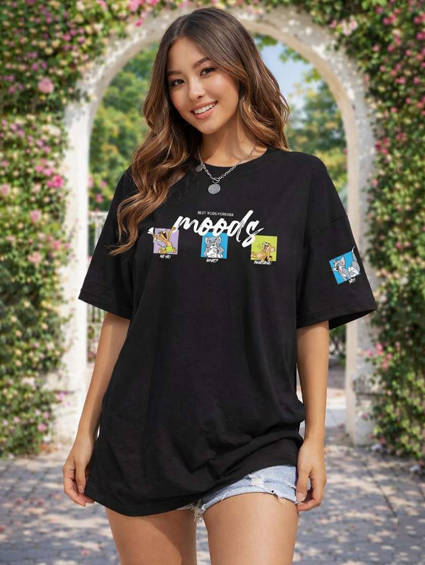 women printed short sleeve oversized t-shirt - 22338412 -  Standard Image - 1