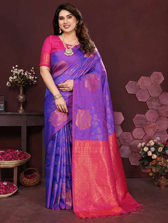 women self design banarasi saree with blouse