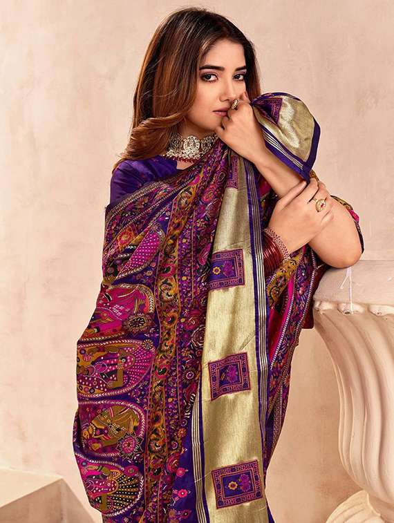 women printed casual wear saree with blouse - 22338425 -  Standard Image - 4