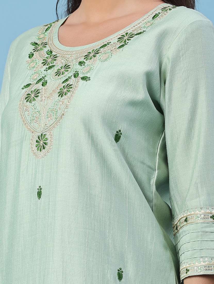 women embroidered three quarter sleeve kurta pant with dupatta set - 22338449 -  Standard Image - 4