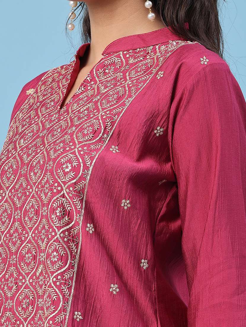 women embroidered three quarter sleeve kurta pant with dupatta set - 22338456 -  Standard Image - 1
