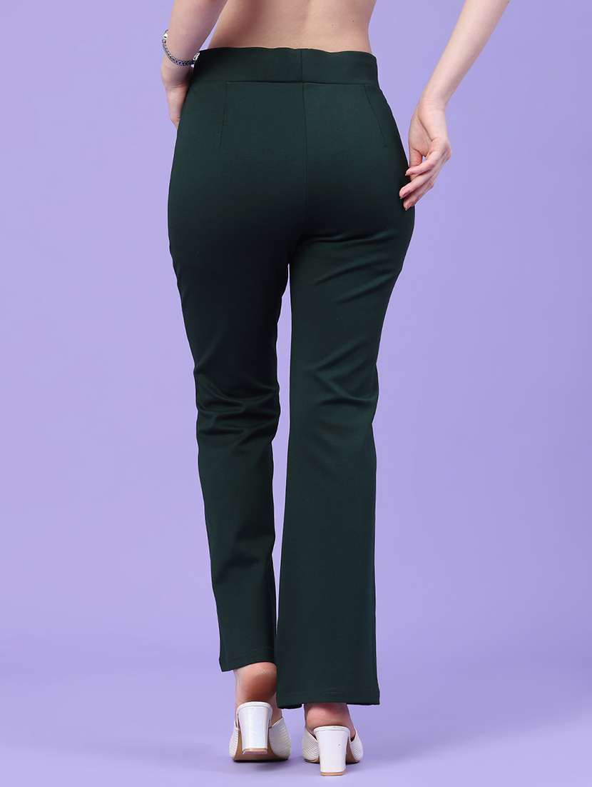 women solid mid rise bootcut trouser - 22338715 -  Standard Image - 4