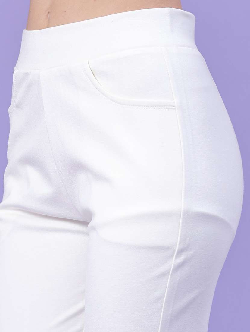 women solid mid rise bootcut trouser - 22338716 -  Standard Image - 1