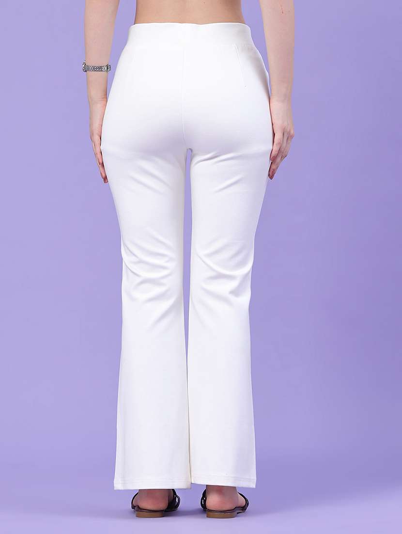 women solid mid rise bootcut trouser - 22338716 -  Standard Image - 4