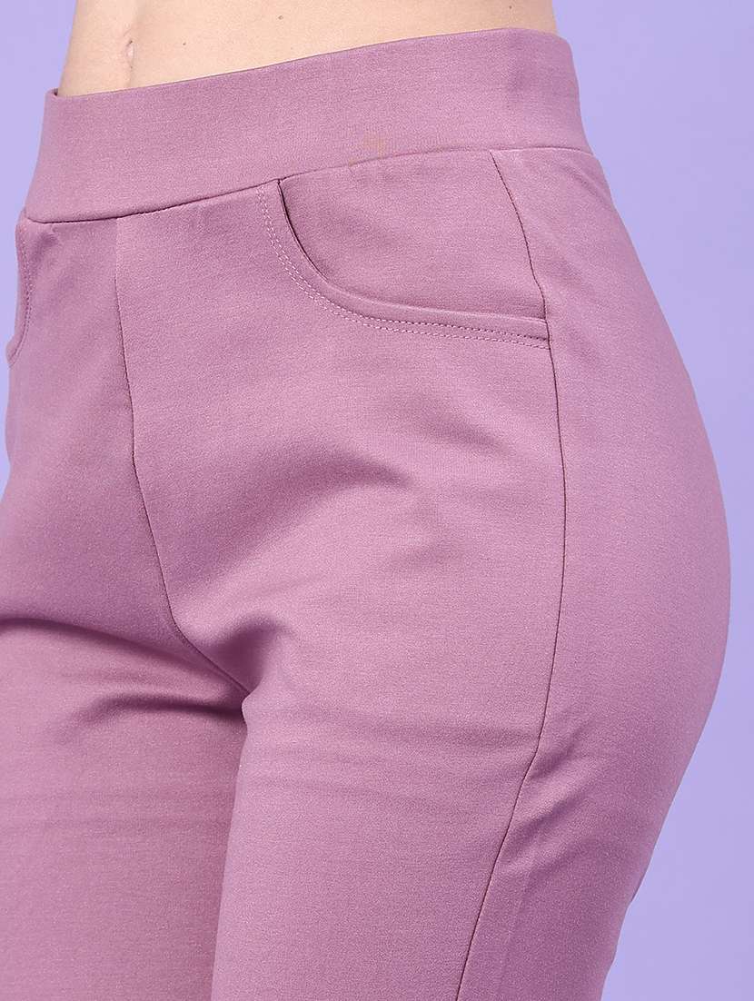 women solid mid rise bootcut trouser - 22338717 -  Standard Image - 1
