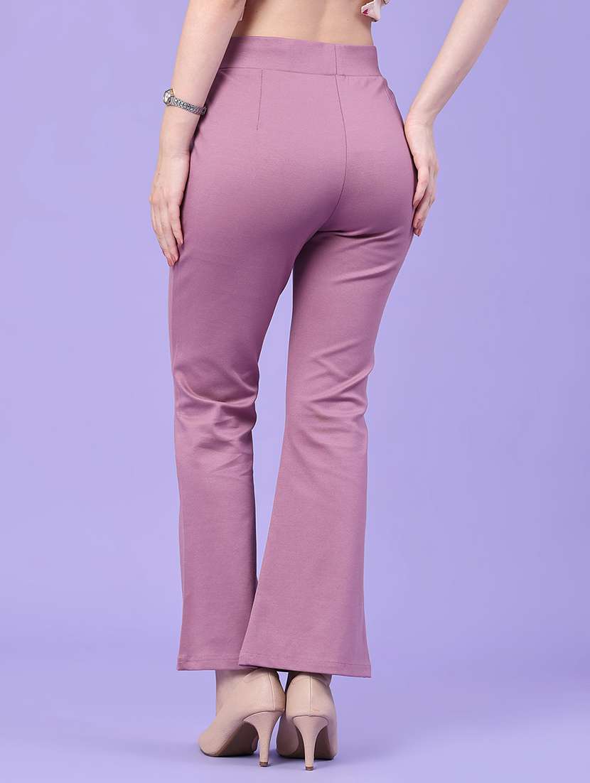 women solid mid rise bootcut trouser - 22338717 -  Standard Image - 4