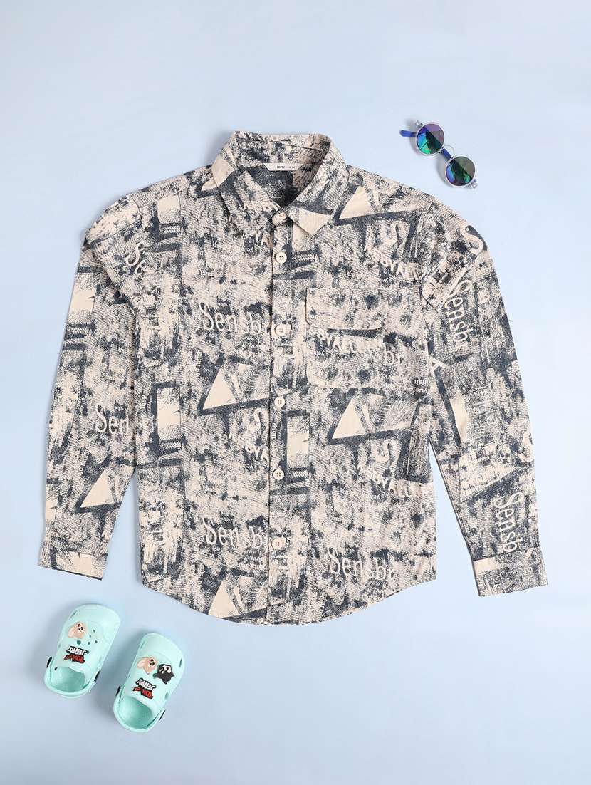 boys printed long sleeve collared shirt - 22338773 -  Standard Image - 1