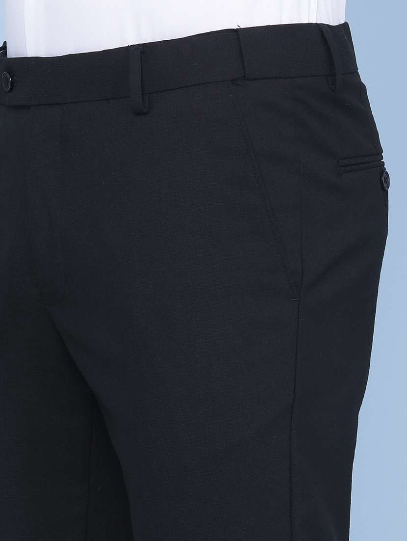 men solid mid rise slim fit formal trouser - 22338841 -  Standard Image - 1