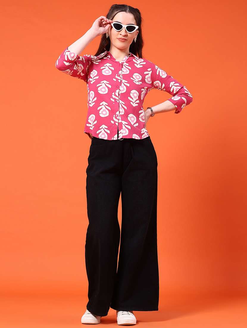 women printed collared three quarter sleeve shirt - 22338880 -  Standard Image - 4