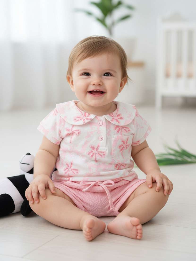 pink cotton combo infant twin set - 22338893 -  Standard Image - 1