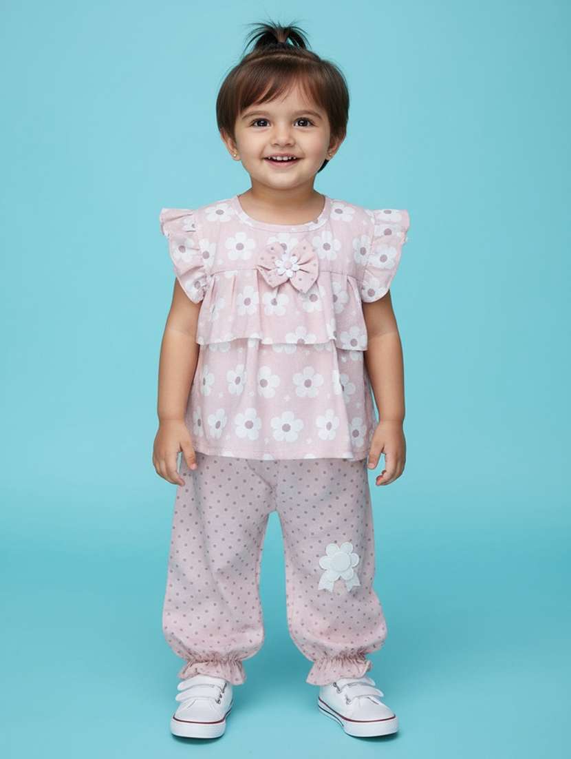 pink cotton combo infant twin set - 22338902 -  Standard Image - 1