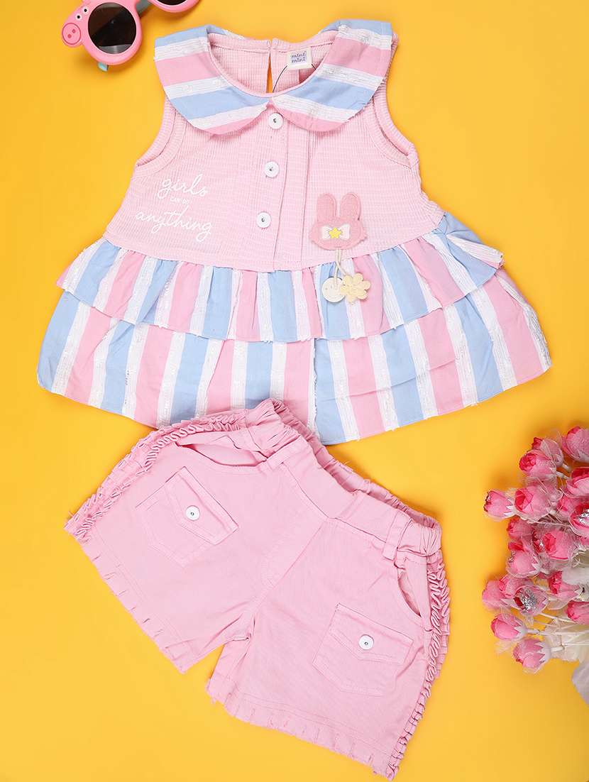 pink cotton combo infant twin set - 22338912 -  Standard Image - 1