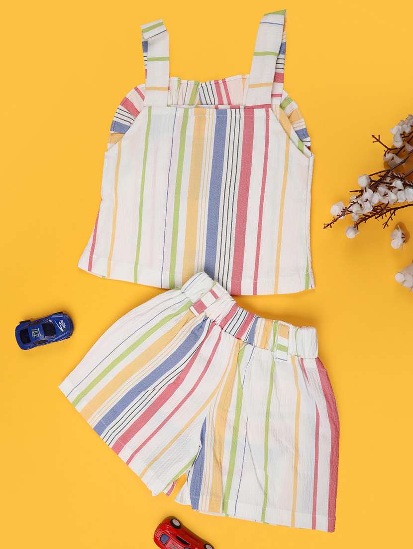 white cotton combo infant twin set - 22338915 -  Standard Image - 1