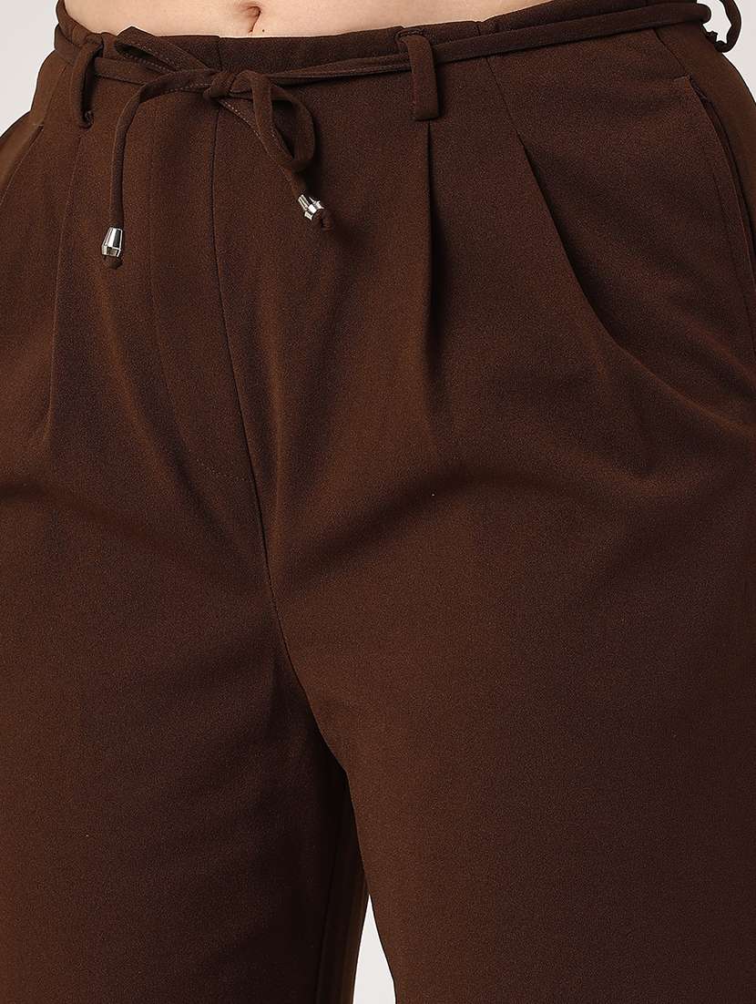 women solid mid rise tapered pants - 22338941 -  Standard Image - 1