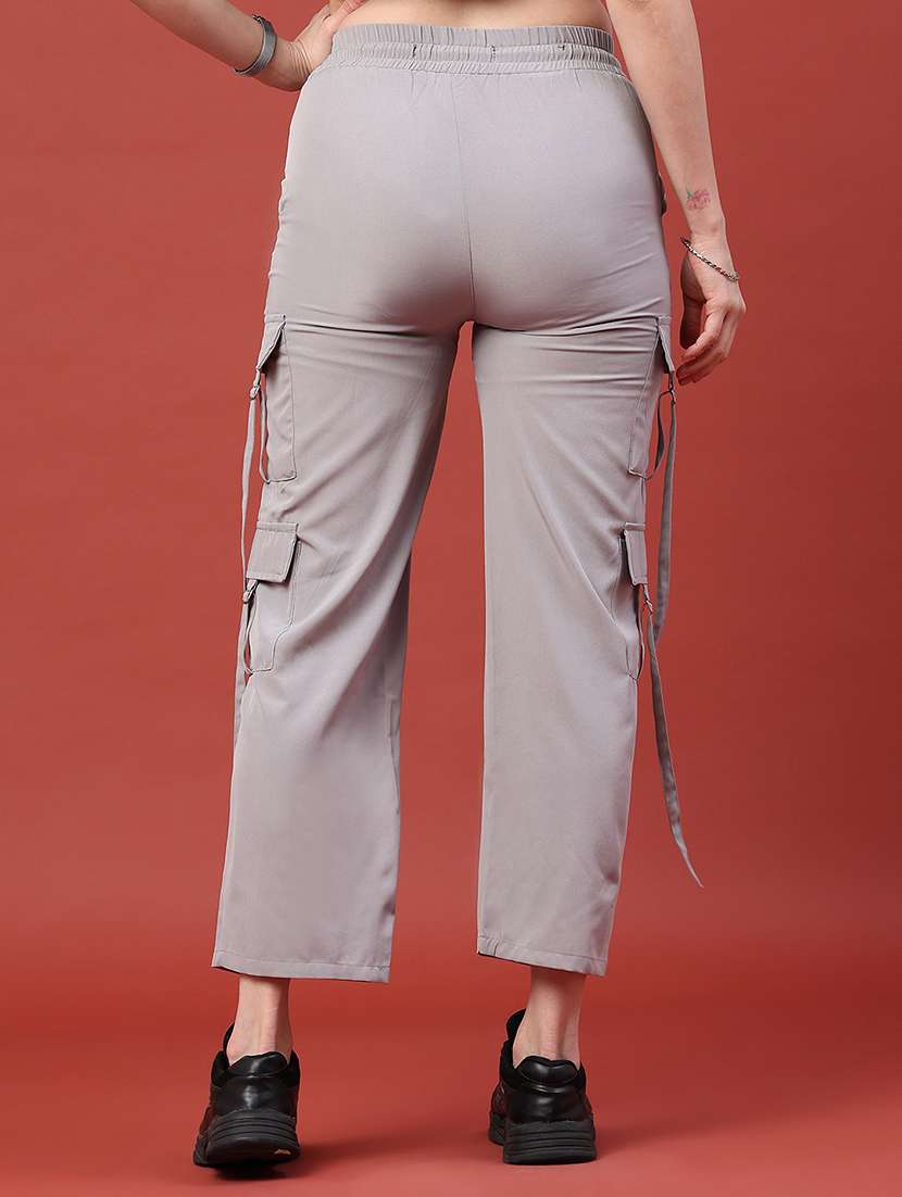 women solid mid rise cargo pant - 22338944 -  Standard Image - 4