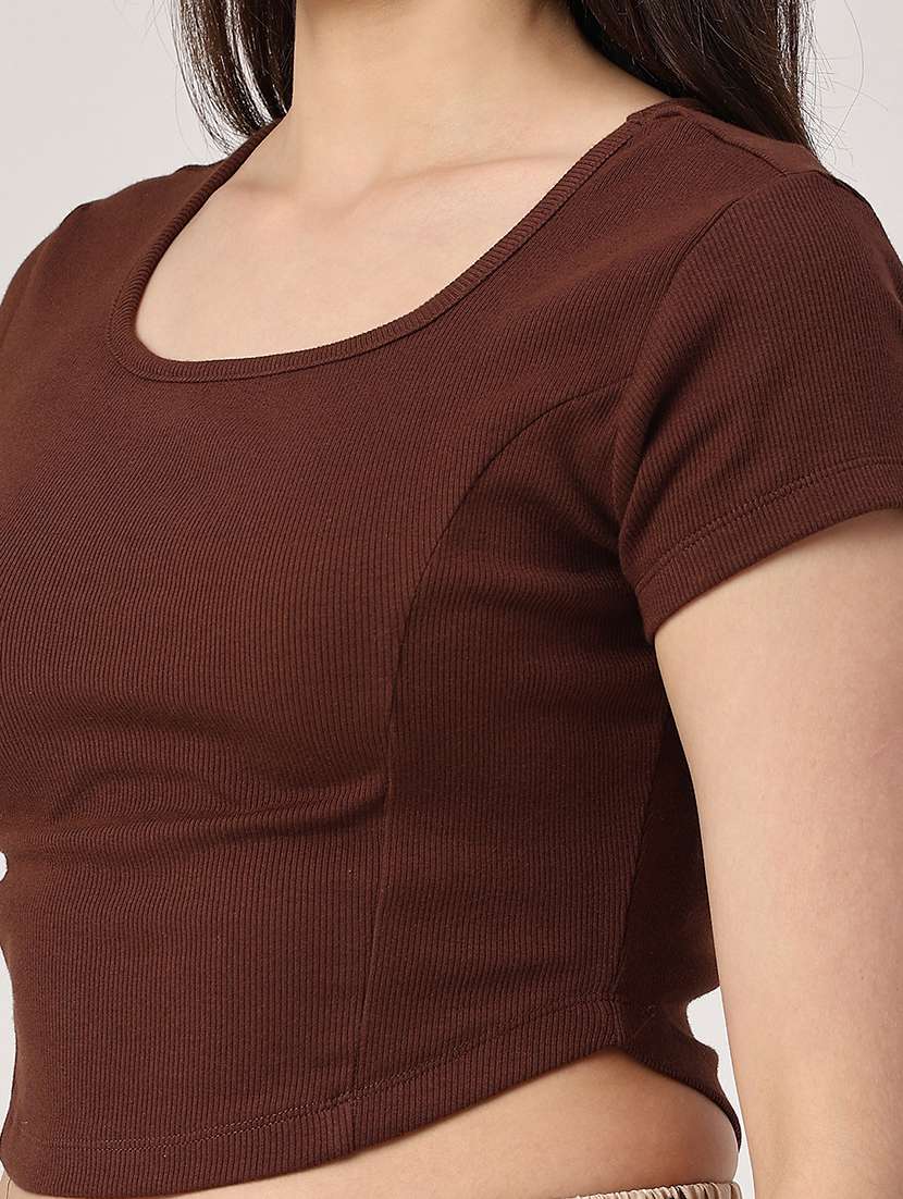 women solid square neck t-shirt - 22338973 -  Standard Image - 1