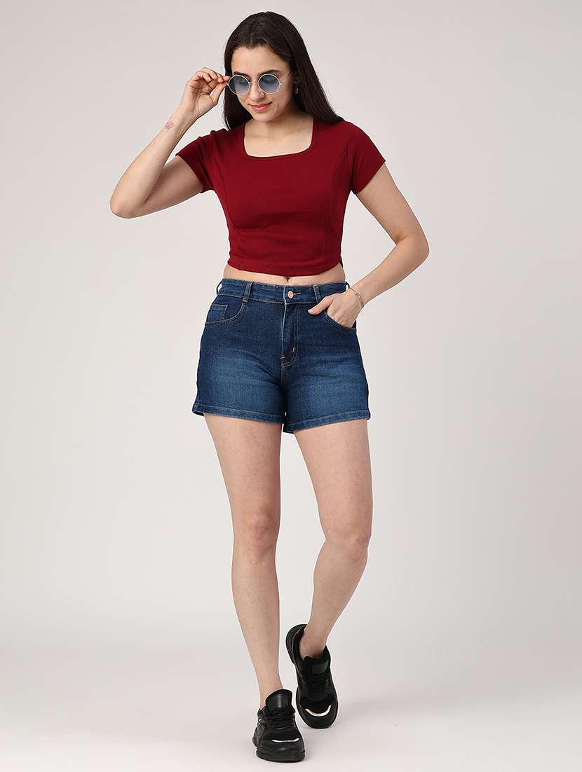 women solid square neck t-shirt - 22338974 -  Standard Image - 4