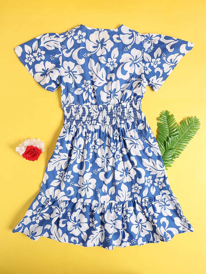 blue cotton fit & flare dress - 22338991 -  Standard Image - 1