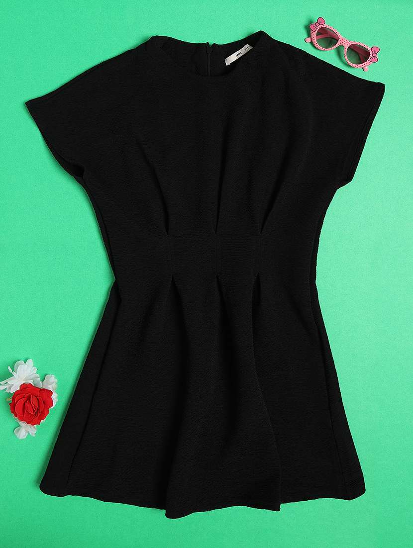 Girls Solid Round Neck A-line Dress - 22338992 -  Standard Image - 1