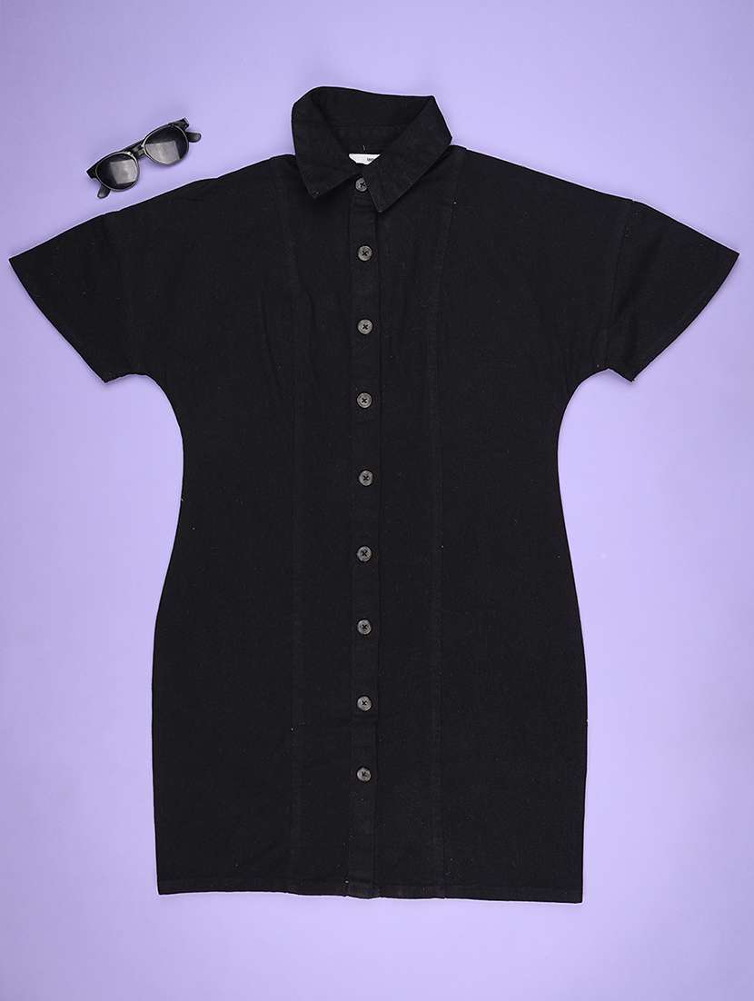 Black Cotton Frock - 22338998 -  Standard Image - 1