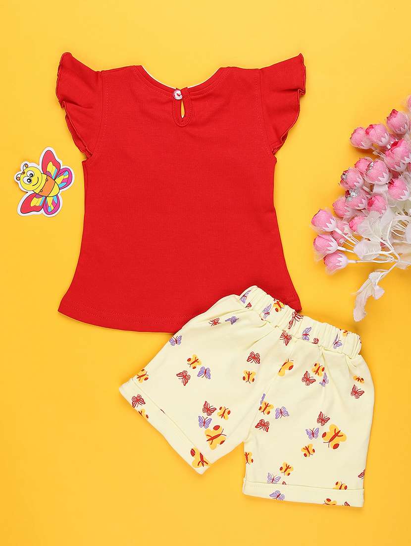 red cotton combo infant twin set - 22339140 -  Standard Image - 1