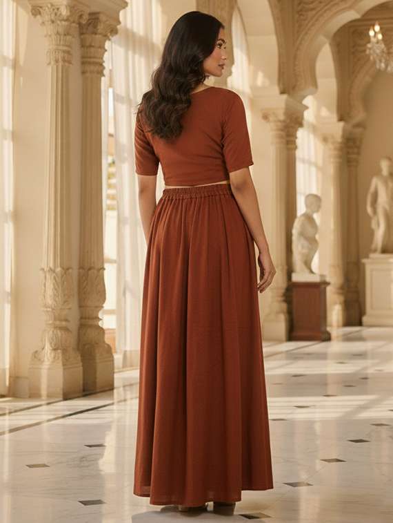 women solid with work high rise maxi skirt - 22339193 -  Standard Image - 1