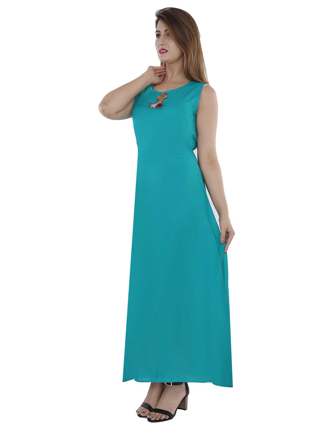women solid sleeveless a-line kurta - 22339269 -  Standard Image - 1
