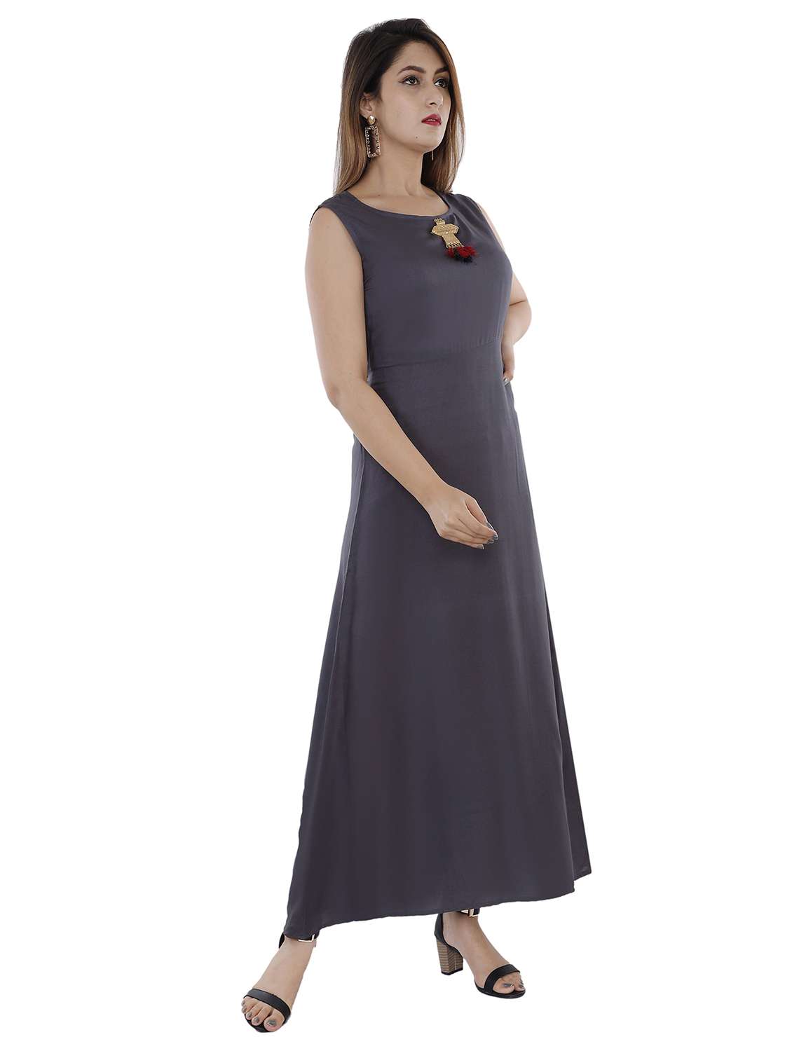 women solid sleeveless a-line kurta - 22339281 -  Standard Image - 1