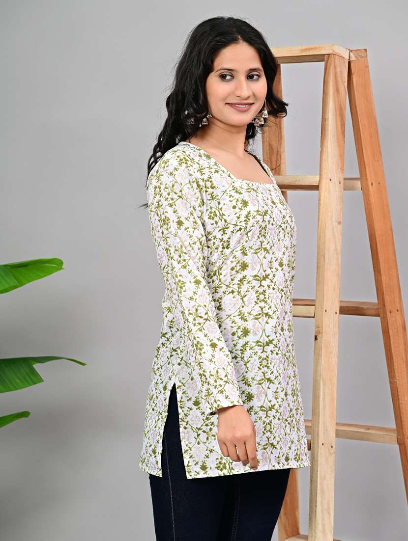 women printed long sleeve straight kurti - 22339306 -  Standard Image - 1