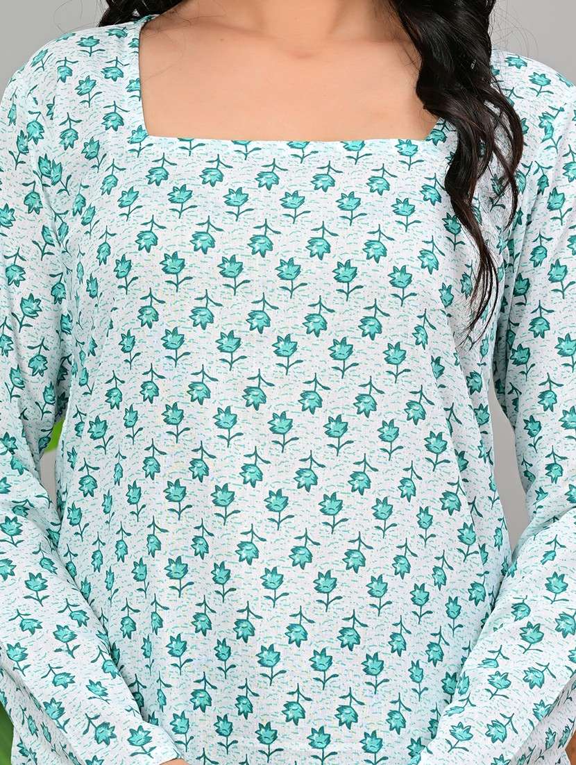 women floral printed long sleeve straight kurti - 22339307 -  Standard Image - 4