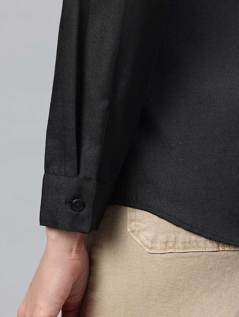 women solid collared long sleeve shirt  - 22339316 -  Standard Image - 4