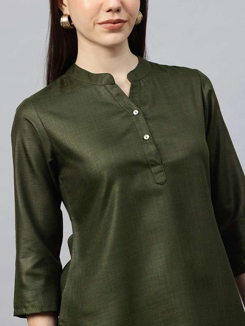 women solid three quarter sleeve regular top - 22339330 -  Standard Image - 1