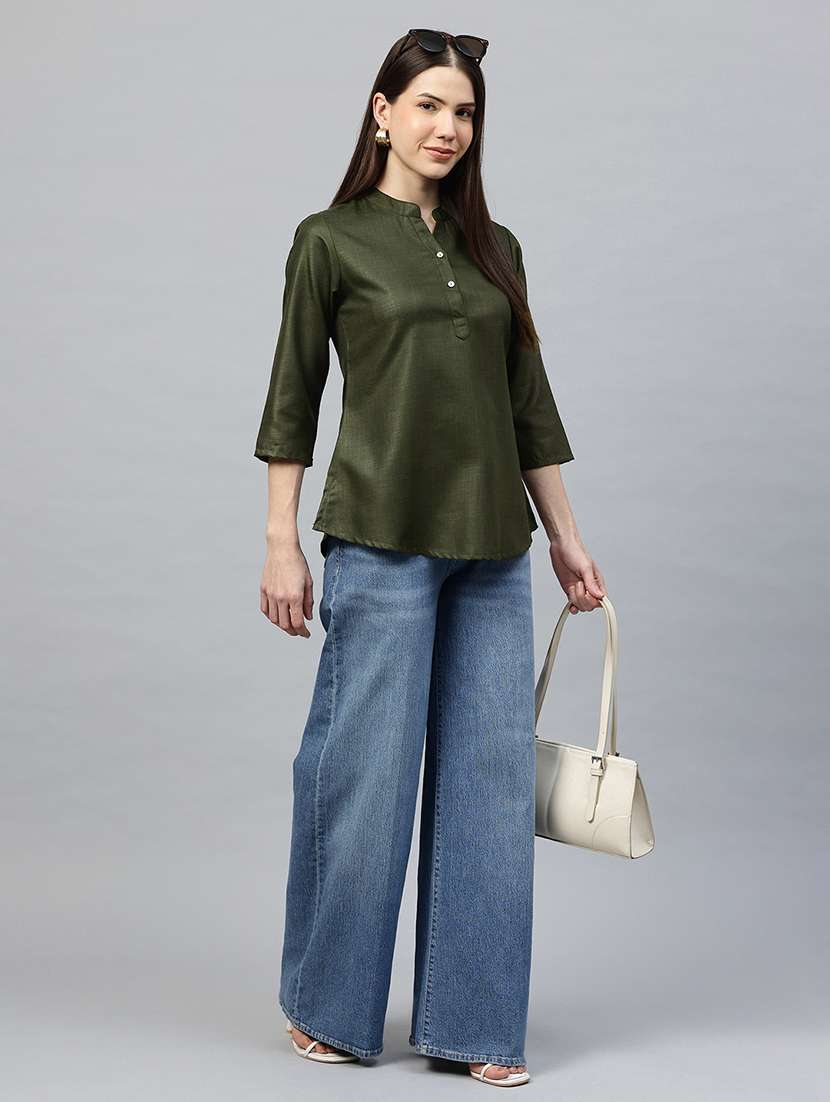 women solid three quarter sleeve regular top - 22339330 -  Standard Image - 4