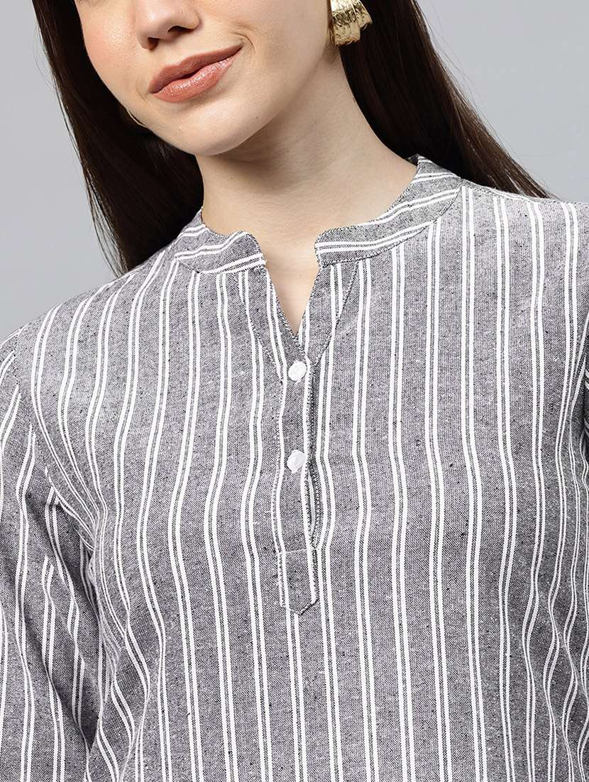 Women Striped Three Quarter Sleeve Regular Top - 22339332 -  Standard Image - 1