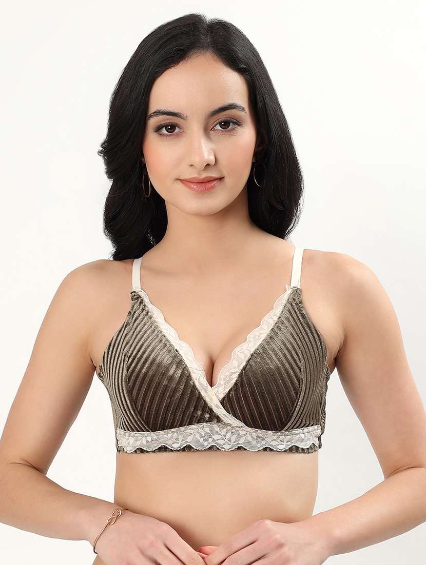 women self designed non wired laced t-shirt bra - 22339379 -  Standard Image - 1