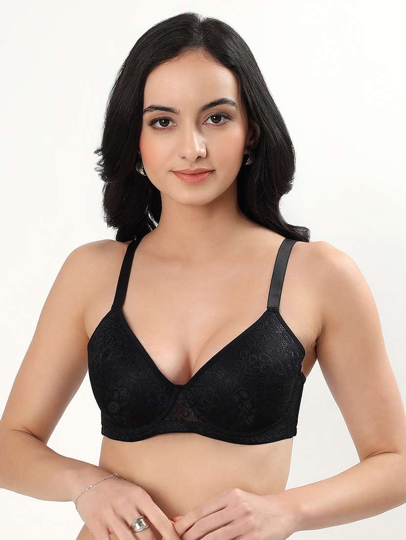 women self designed padded laced bra - 22339383 -  Standard Image - 1