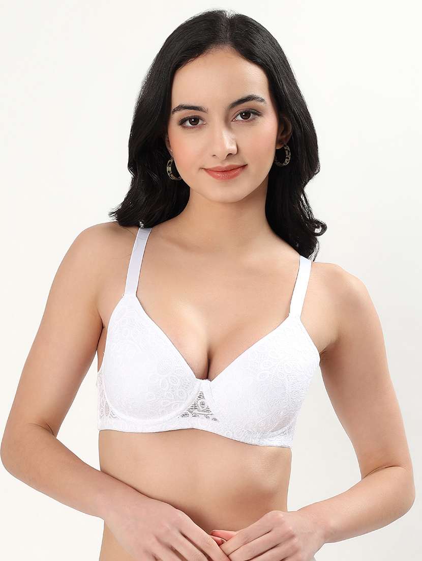 women self designed padded laced bra - 22339385 -  Standard Image - 1