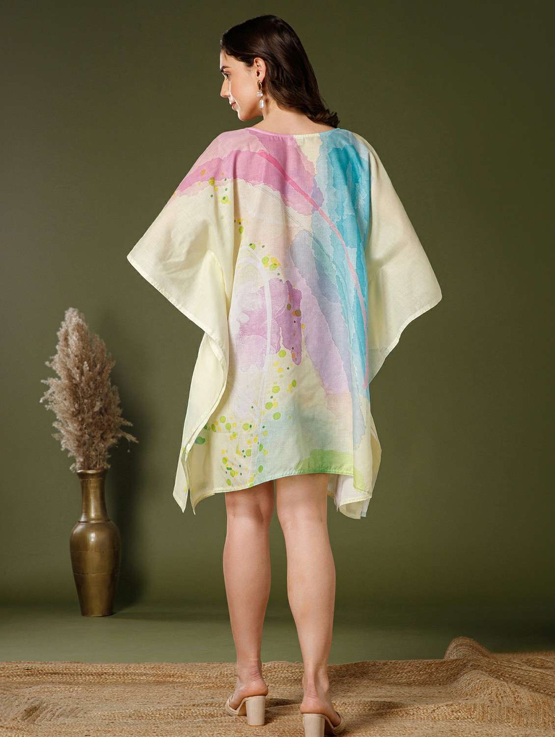Women Printed Kimono Sleeve Kaftan Dress - 22339410 -  Standard Image - 4