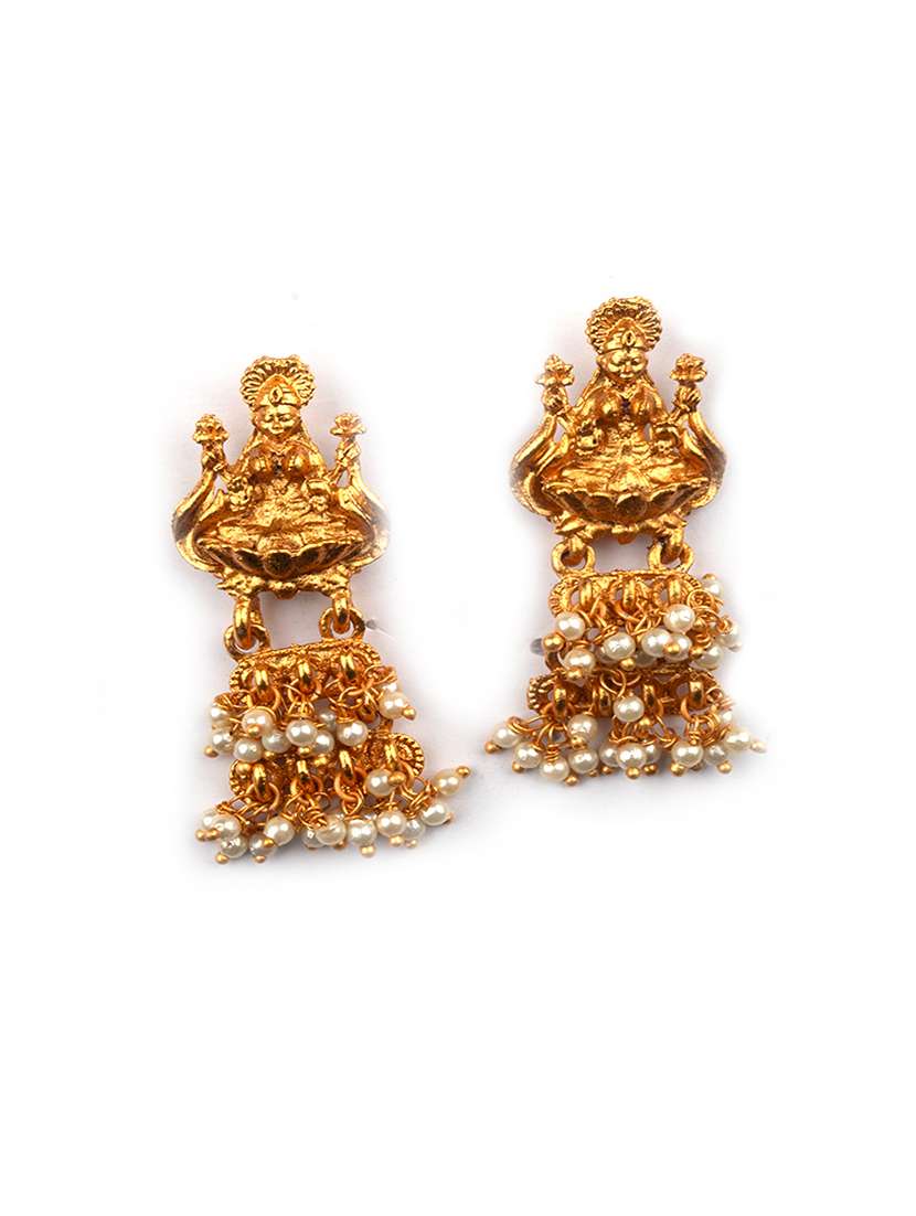 gold plated white goddess hydra earrings - 22339431 -  Standard Image - 1