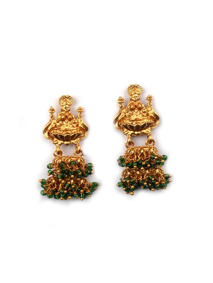 gold plated green goddess hydra earrings - 22339432 -  Standard Image - 1