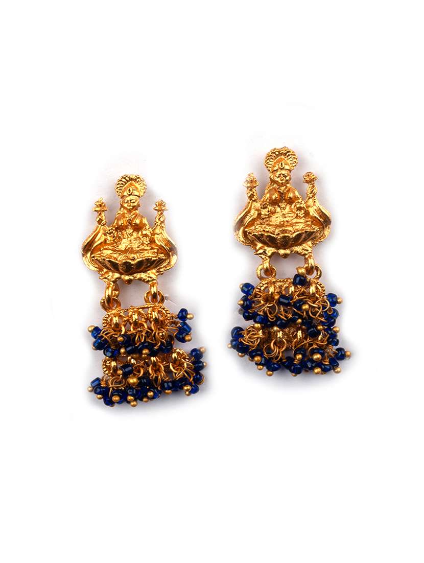 gold plated blue goddess hydra earrings - 22339434 -  Standard Image - 1