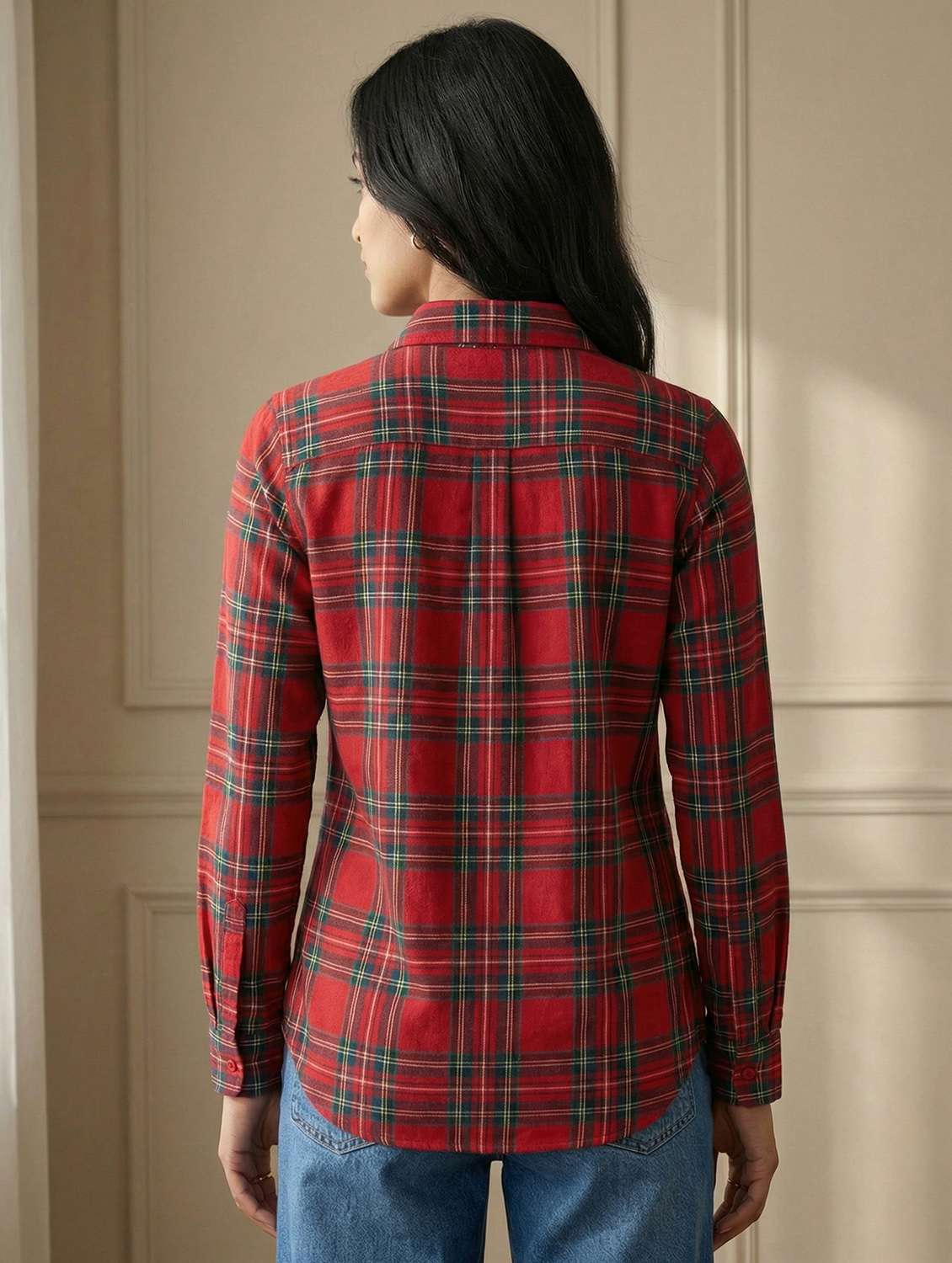 women checkered collared long sleeve shirt - 22339496 -  Standard Image - 4