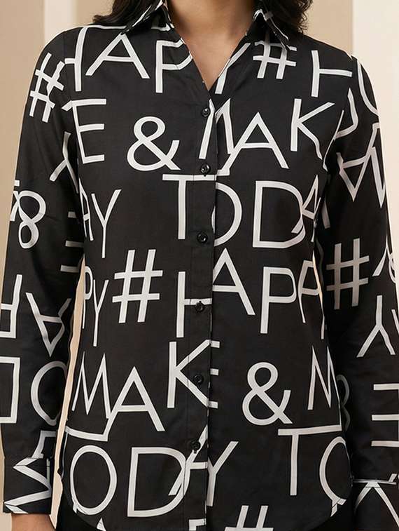 women printed collared long sleeve shirt - 22339500 -  Standard Image - 4