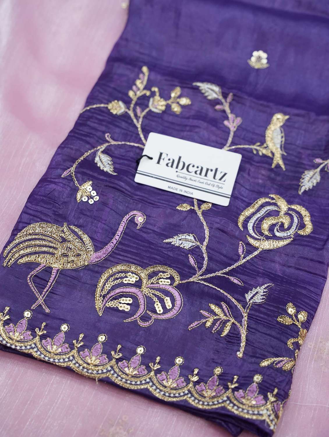 women solid with work unstitched lehenga choli set - 22339506 -  Standard Image - 4