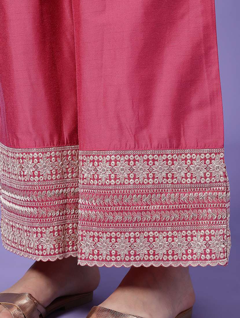 women solid with work mid rise flared palazzo - 22339577 -  Standard Image - 4