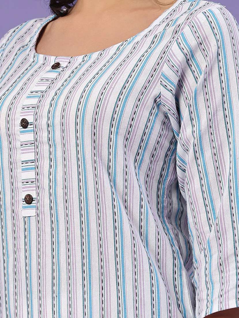 off white cotton straight kurta - 22339589 -  Standard Image - 1