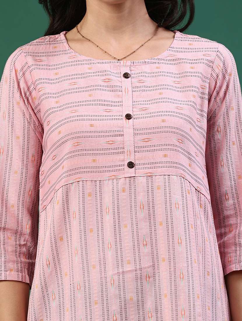 Pink Cotton Straight Kurta - 22339595 -  Standard Image - 1