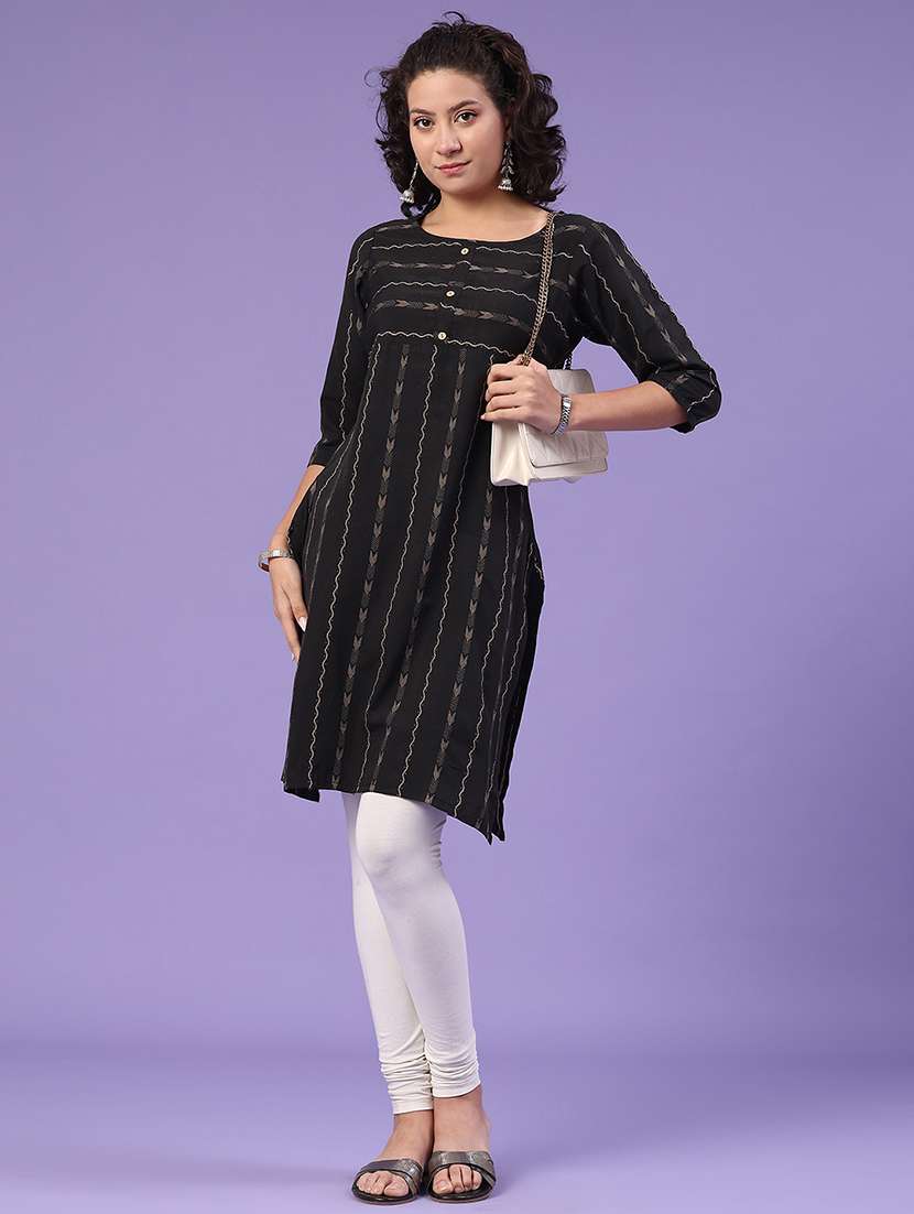 black cotton straight kurta