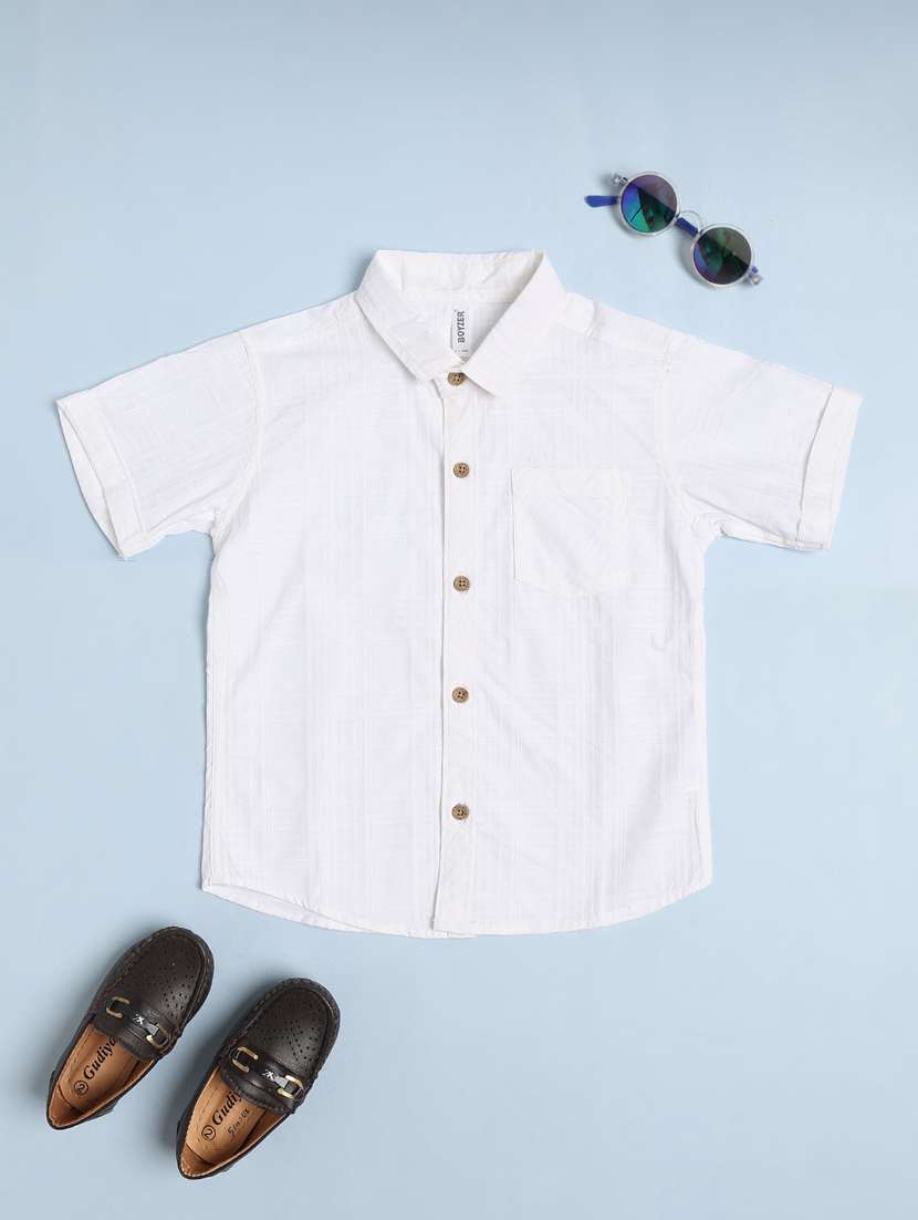 boys solid short sleeves casual shirt - 22339617 -  Standard Image - 1
