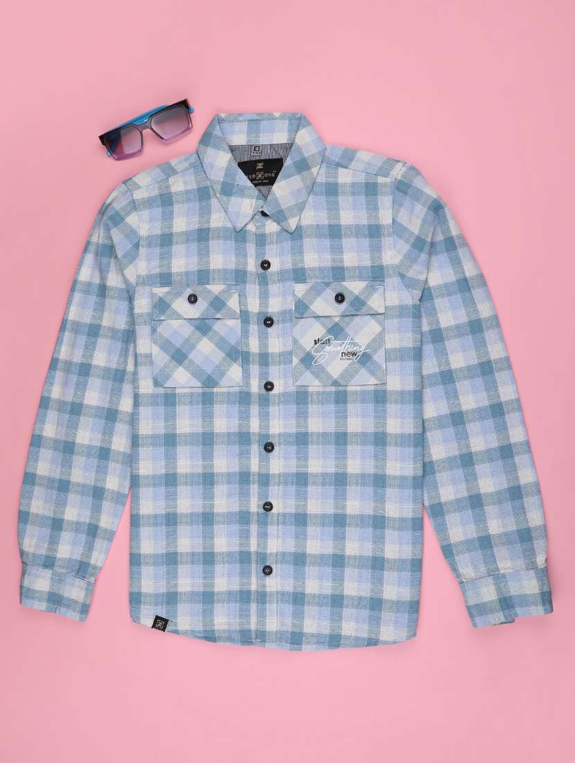 boys checkered long sleeve collared shirt - 22339620 -  Standard Image - 1